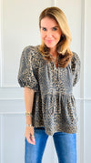 Leopard Babydoll Top-110 Short Sleeve Tops-Coastal Bloom-Coastal Bloom Boutique, find the trendiest versions of the popular styles and looks Located in Indialantic, FL