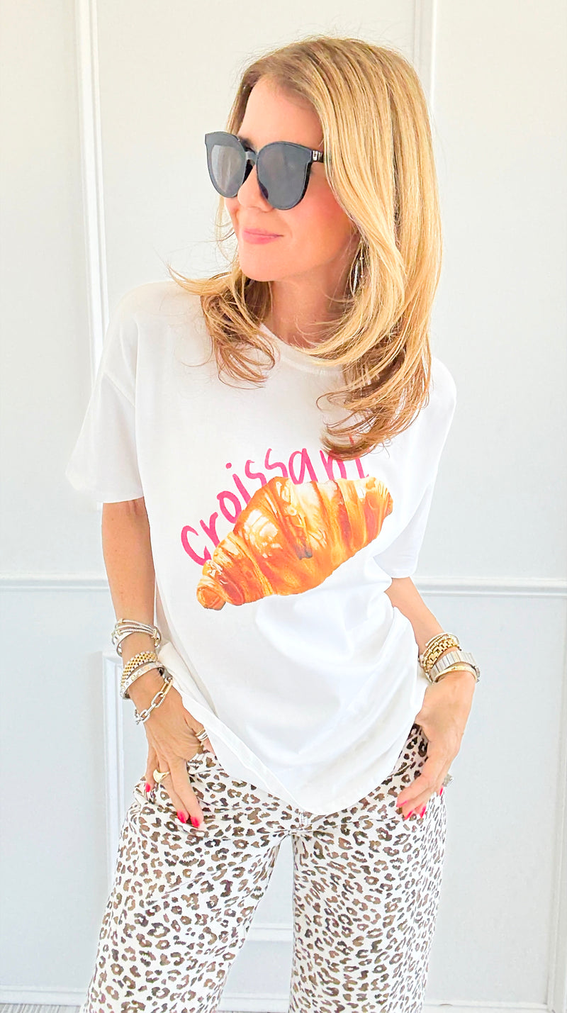 Croissant Italian T-Shirt-110 Short Sleeve Tops-Italianissimo-Coastal Bloom Boutique, find the trendiest versions of the popular styles and looks Located in Indialantic, FL