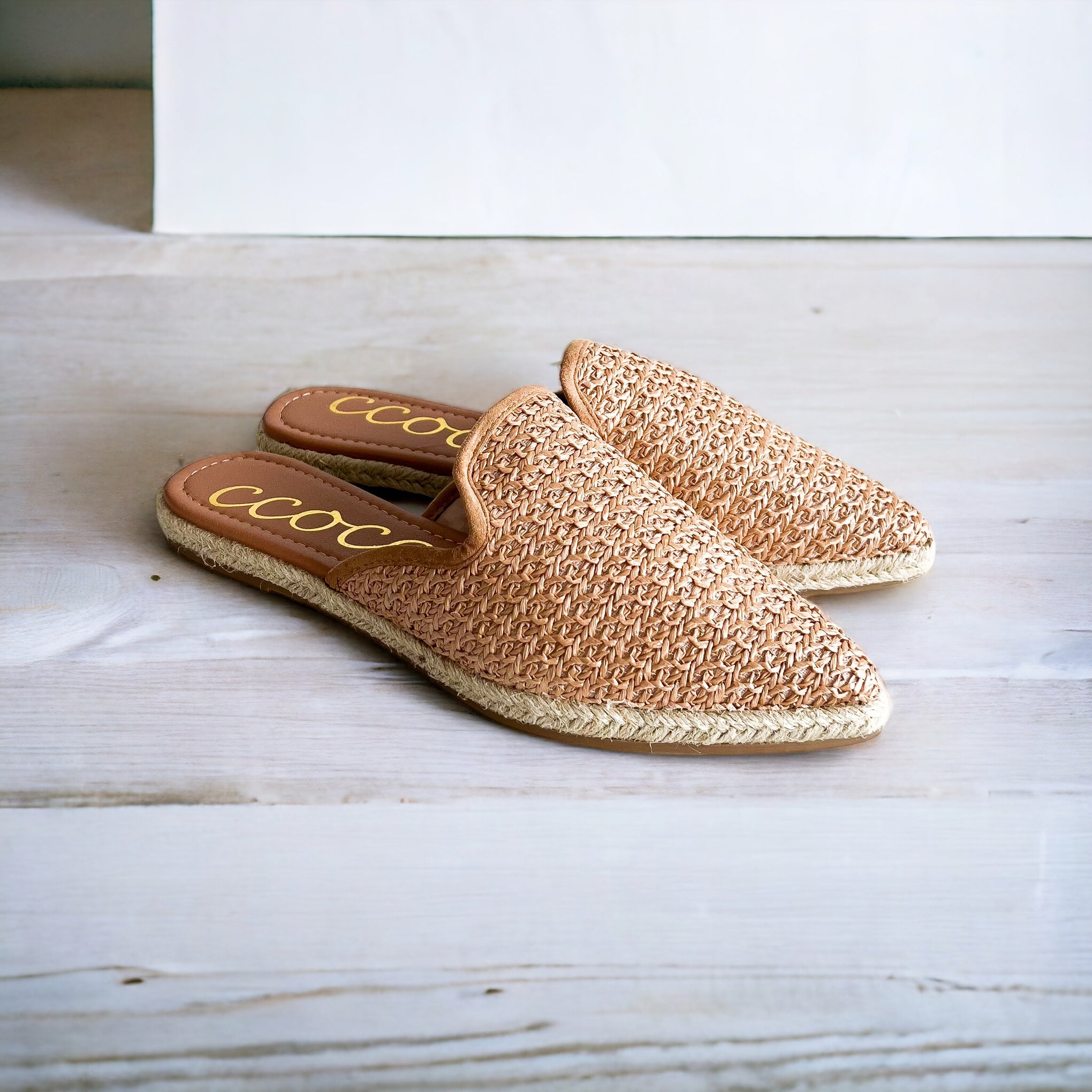 Camel Raffia Slip On Mule-250 Shoes-CCOCCI-Coastal Bloom Boutique, find the trendiest versions of the popular styles and looks Located in Indialantic, FL