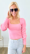 Dreamy Puff Long Sleeve Top - Pink-130 Long Sleeve Tops-entro-Coastal Bloom Boutique, find the trendiest versions of the popular styles and looks Located in Indialantic, FL