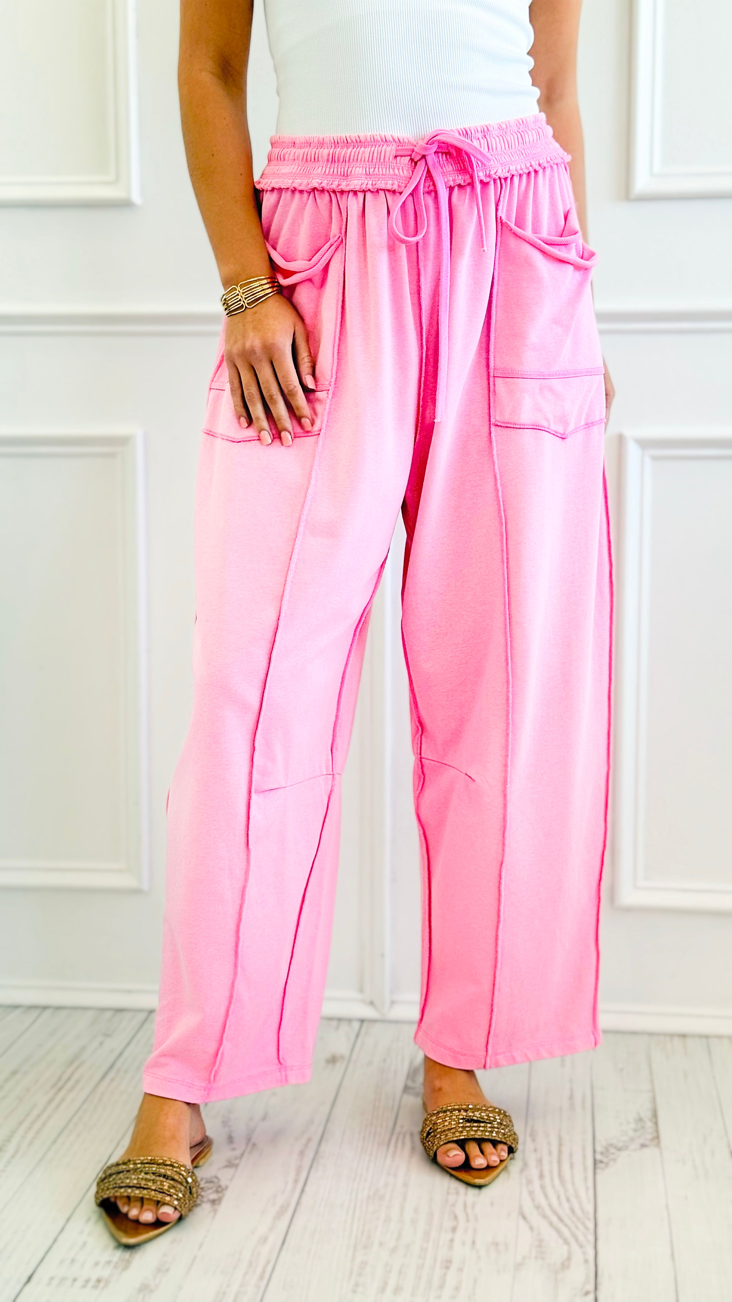 Off-Duty Mineral Wash Utility Knit Pant - Candy Pink