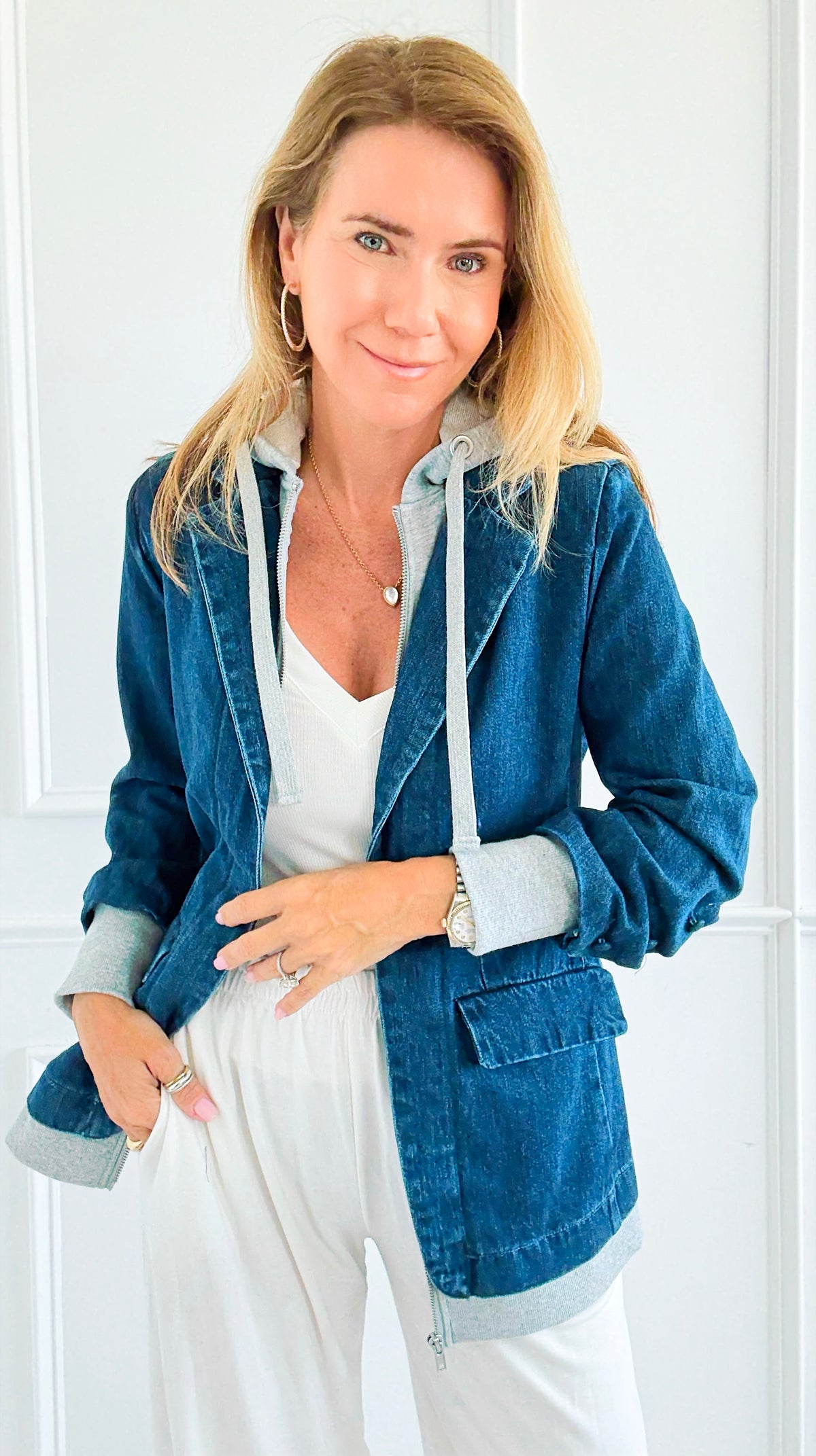 Layered Agenda Hooded Jacket - Dark-160 Jackets-RISEN JEANS-Coastal Bloom Boutique, find the trendiest versions of the popular styles and looks Located in Indialantic, FL