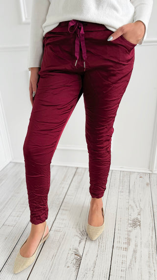 Italian Wish List Jogger - Bordeaux-180 Joggers-CRIS S.R.L.-Coastal Bloom Boutique, find the trendiest versions of the popular styles and looks Located in Indialantic, FL