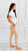 Star Detail Pocket Italian Jogger- Camel-180 Joggers-SEÑORITA C-Coastal Bloom Boutique, find the trendiest versions of the popular styles and looks Located in Indialantic, FL