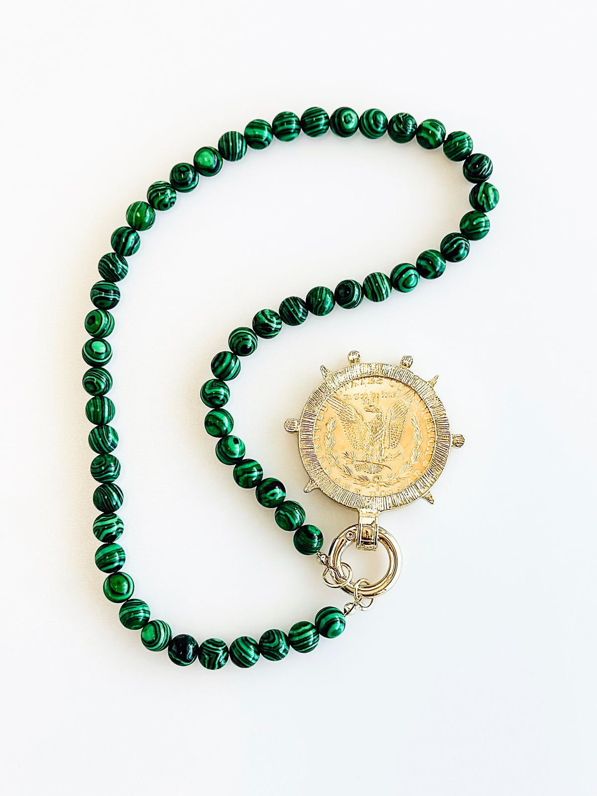 Emerald Pearl Ancient Coin Necklace-230 Jewelry-Chasing Bandits-Coastal Bloom Boutique, find the trendiest versions of the popular styles and looks Located in Indialantic, FL