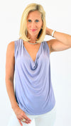Draped Cowl Neck Top - Lilac-100 Sleeveless Tops-Ariella-Coastal Bloom Boutique, find the trendiest versions of the popular styles and looks Located in Indialantic, FL
