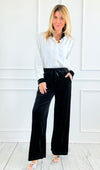 Plush Pull on Pant-Black-100 Pants-NALI COLLECTIONS-Coastal Bloom Boutique, find the trendiest versions of the popular styles and looks Located in Indialantic, FL