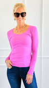 Everyday Essential Long Sleeve - Pink Wild Rose-130 Long sleeve top-Active Basic-Coastal Bloom Boutique, find the trendiest versions of the popular styles and looks Located in Indialantic, FL