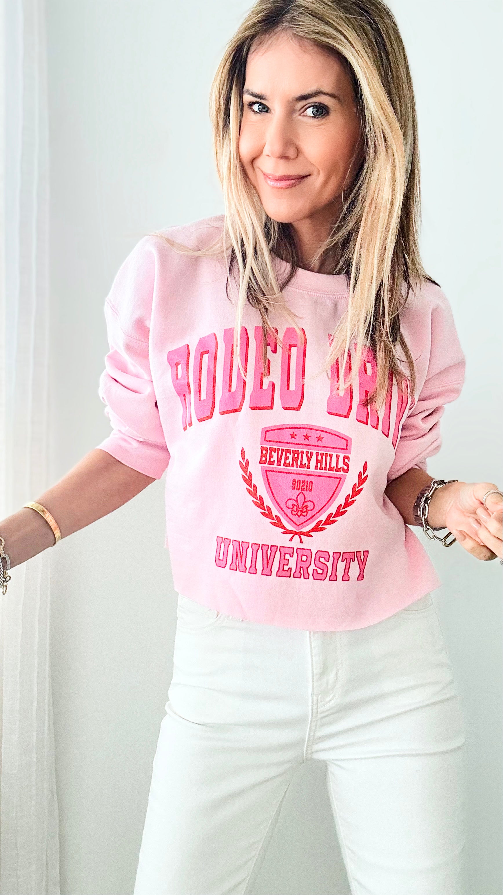 Rodeo Drive University Sweatshirt-140 Sweaters-Sweet Claire-Coastal Bloom Boutique, find the trendiest versions of the popular styles and looks Located in Indialantic, FL