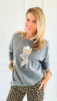 CB Custom - Rodeo Runway Sweatshirt-130 Long Sleeve Tops-Blu Pepper / Holly-Coastal Bloom Boutique, find the trendiest versions of the popular styles and looks Located in Indialantic, FL