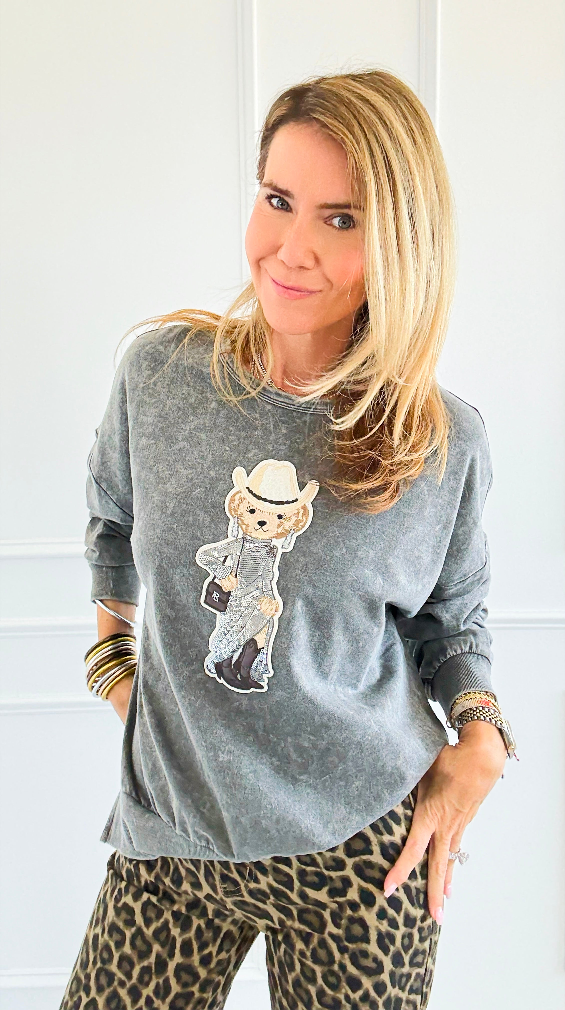 CB Custom - Rodeo Runway Sweatshirt-130 Long Sleeve Tops-Blu Pepper / Holly-Coastal Bloom Boutique, find the trendiest versions of the popular styles and looks Located in Indialantic, FL
