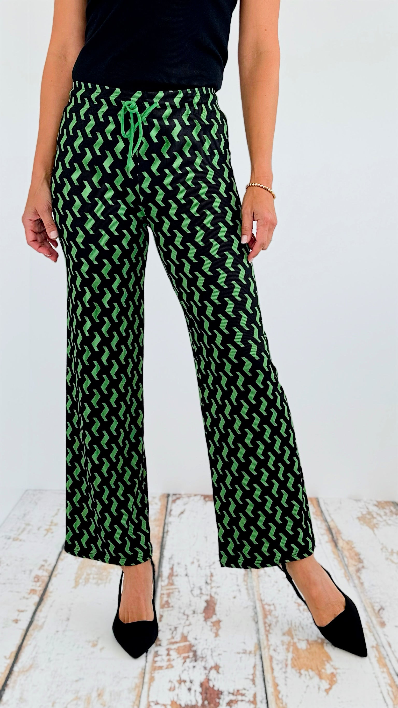 Ribbed Drawstring Printed Pants-170 Bottoms-Love Poem-Coastal Bloom Boutique, find the trendiest versions of the popular styles and looks Located in Indialantic, FL