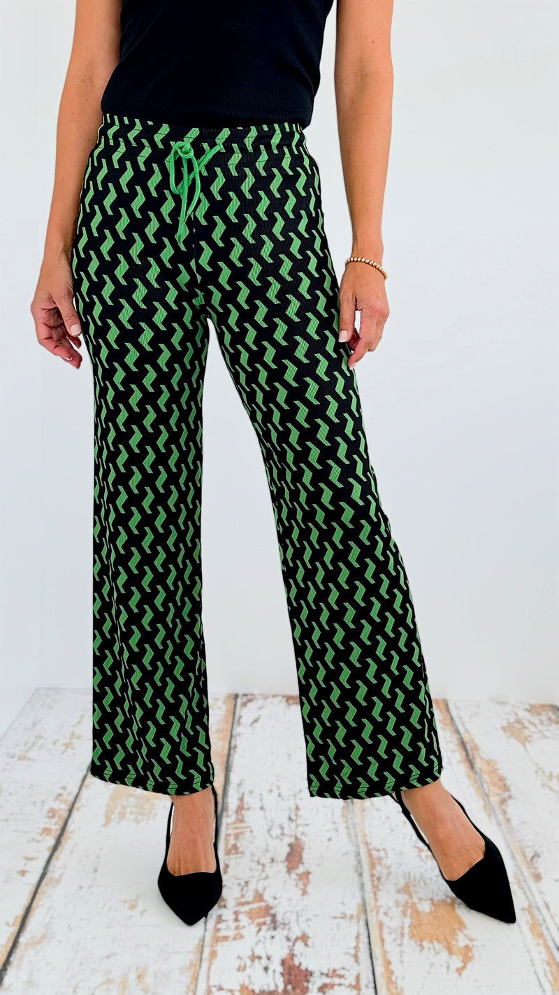 Ribbed Drawstring Printed Pants-170 Bottoms-Love Poem-Coastal Bloom Boutique, find the trendiest versions of the popular styles and looks Located in Indialantic, FL