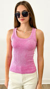 Washed Ribbed Tank Top - Candy Pink-100 Sleeveless Tops-Zenana-Coastal Bloom Boutique, find the trendiest versions of the popular styles and looks Located in Indialantic, FL