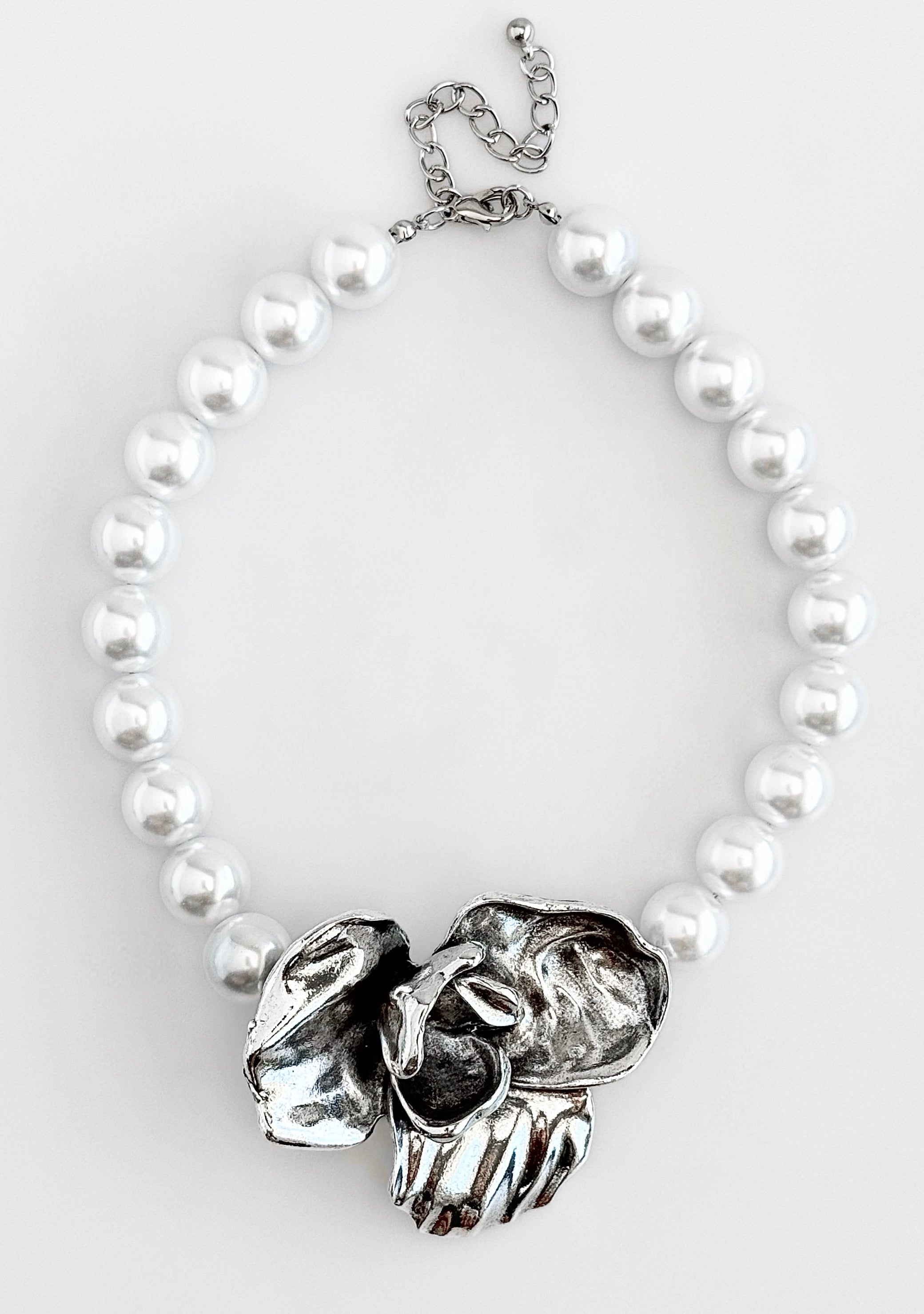 Gloss Bloom Statement Necklace - Pearl-230 Jewelry-H&D-Coastal Bloom Boutique, find the trendiest versions of the popular styles and looks Located in Indialantic, FL