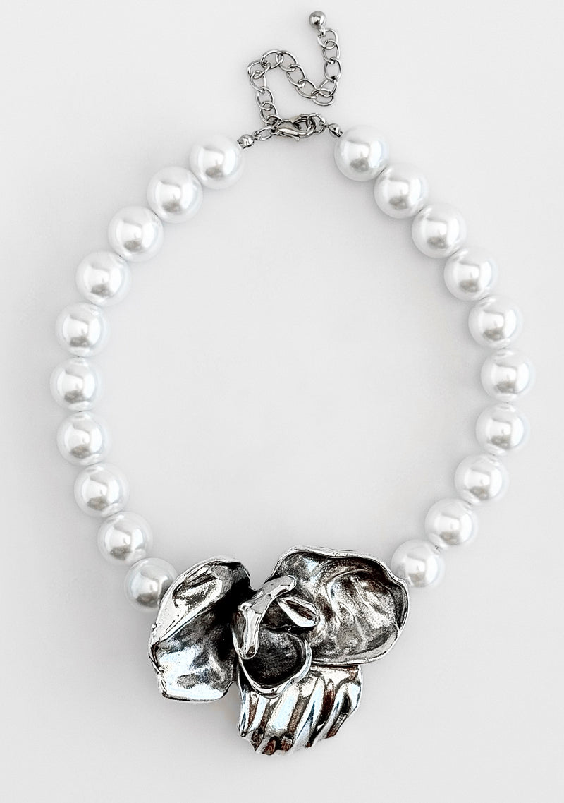 Gloss Bloom Statement Necklace - Pearl-230 Jewelry-H&D-Coastal Bloom Boutique, find the trendiest versions of the popular styles and looks Located in Indialantic, FL