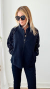 Best in Show Sequin Sleeve Jacket-160 Jackets-Joh Apparel-Coastal Bloom Boutique, find the trendiest versions of the popular styles and looks Located in Indialantic, FL