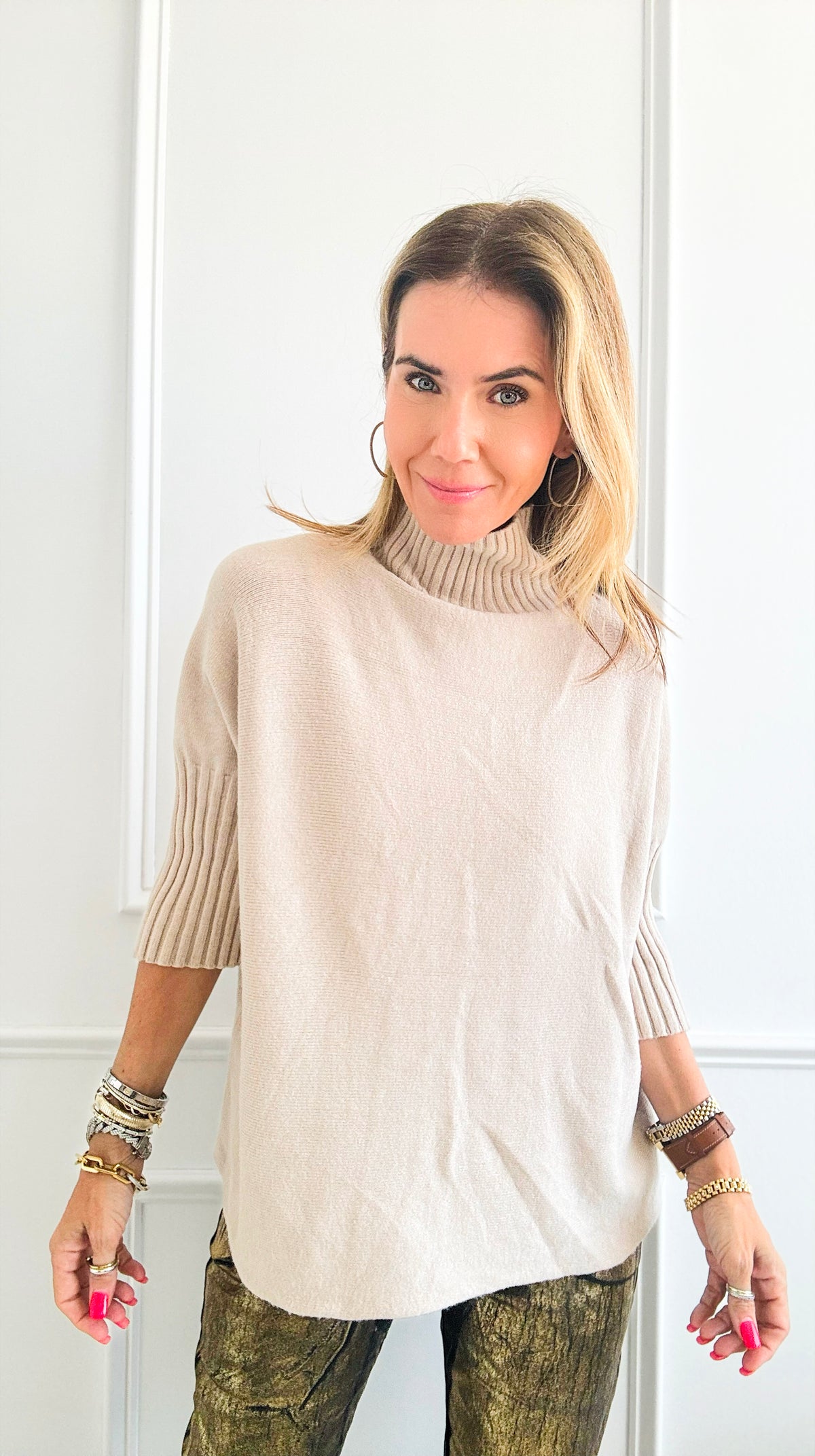 Break Free Italian Sweater Top - Heather Beige-140 Sweaters-Italianissimo-Coastal Bloom Boutique, find the trendiest versions of the popular styles and looks Located in Indialantic, FL