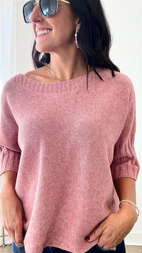 Break Free Round Neck Italian Sweater Top - Dusty Pink-140 Sweaters-Germany-Coastal Bloom Boutique, find the trendiest versions of the popular styles and looks Located in Indialantic, FL
