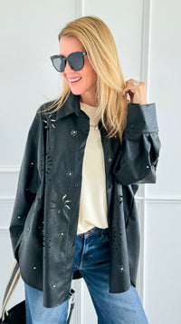 Ember Etch Italian Faux Leather Top-110 Long Sleeve Tops-TATTOO Z-Coastal Bloom Boutique, find the trendiest versions of the popular styles and looks Located in Indialantic, FL