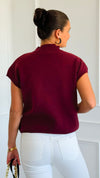 Floral Trim Knit Sleeveless Sweater - Burgundy-140 Sweaters-Blu Pepper-Coastal Bloom Boutique, find the trendiest versions of the popular styles and looks Located in Indialantic, FL