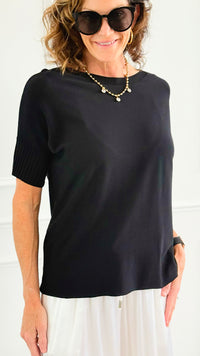 Day To Night Italian Top- Black-110 Short Sleeve Tops-Aute-Coastal Bloom Boutique, find the trendiest versions of the popular styles and looks Located in Indialantic, FL