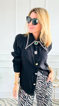 Midnight Spark Blouse-110 Long Sleeve Tops-A. Peach-Coastal Bloom Boutique, find the trendiest versions of the popular styles and looks Located in Indialantic, FL