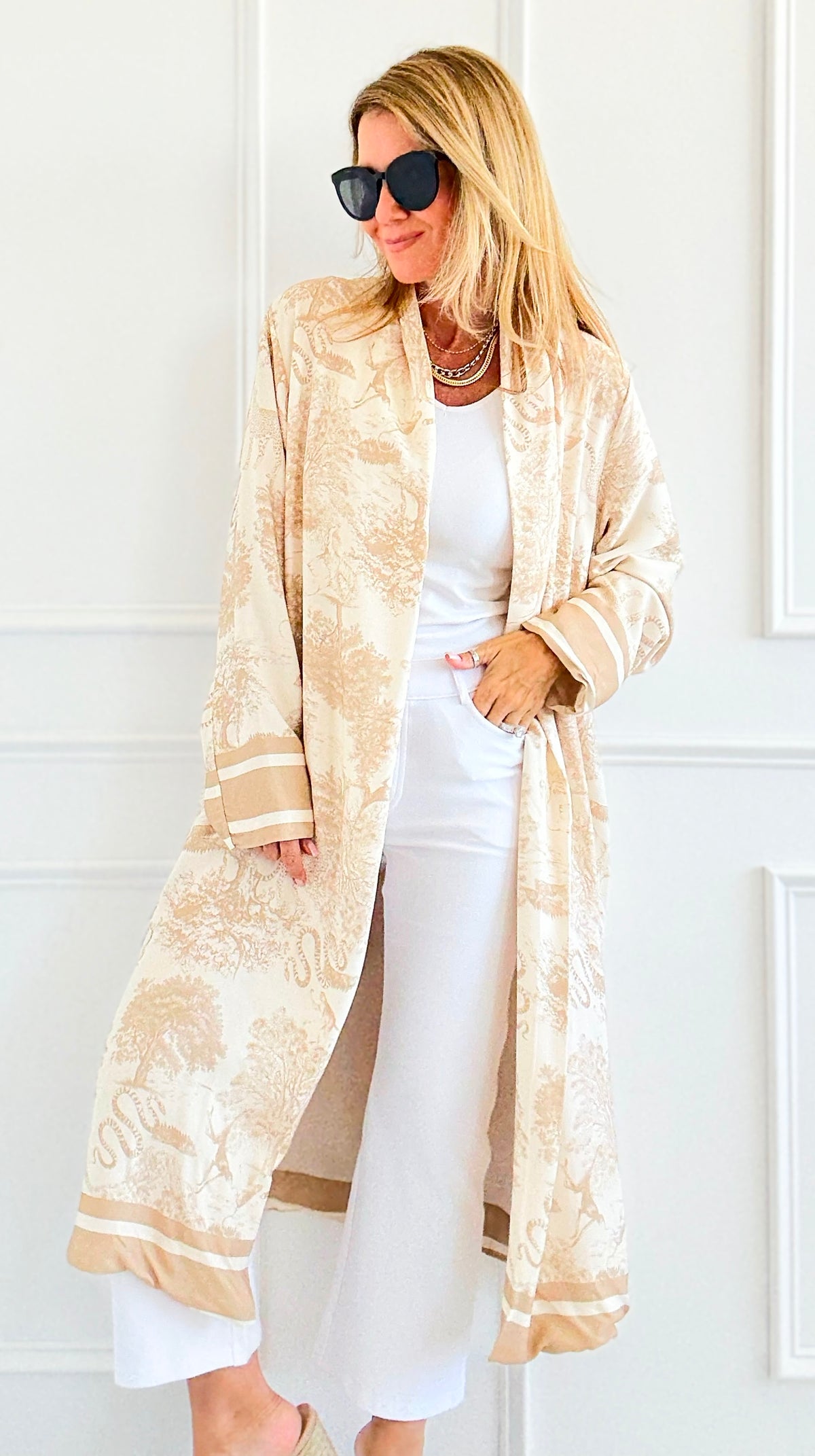 Adorable Italian Long Jacket- Beige-160 Jackets-K2-Coastal Bloom Boutique, find the trendiest versions of the popular styles and looks Located in Indialantic, FL