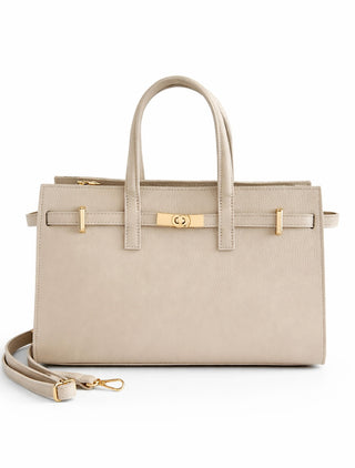 Vittoria Leather Italian Bag- Beige