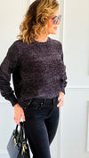 Cuddle Cloud Chenille Sweater-Black-140 Sweaters-Zenana-Coastal Bloom Boutique, find the trendiest versions of the popular styles and looks Located in Indialantic, FL