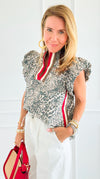 Roar and Ribbon Puff Sleeve Top-110 Short Sleeve Tops-ENTRO-Coastal Bloom Boutique, find the trendiest versions of the popular styles and looks Located in Indialantic, FL