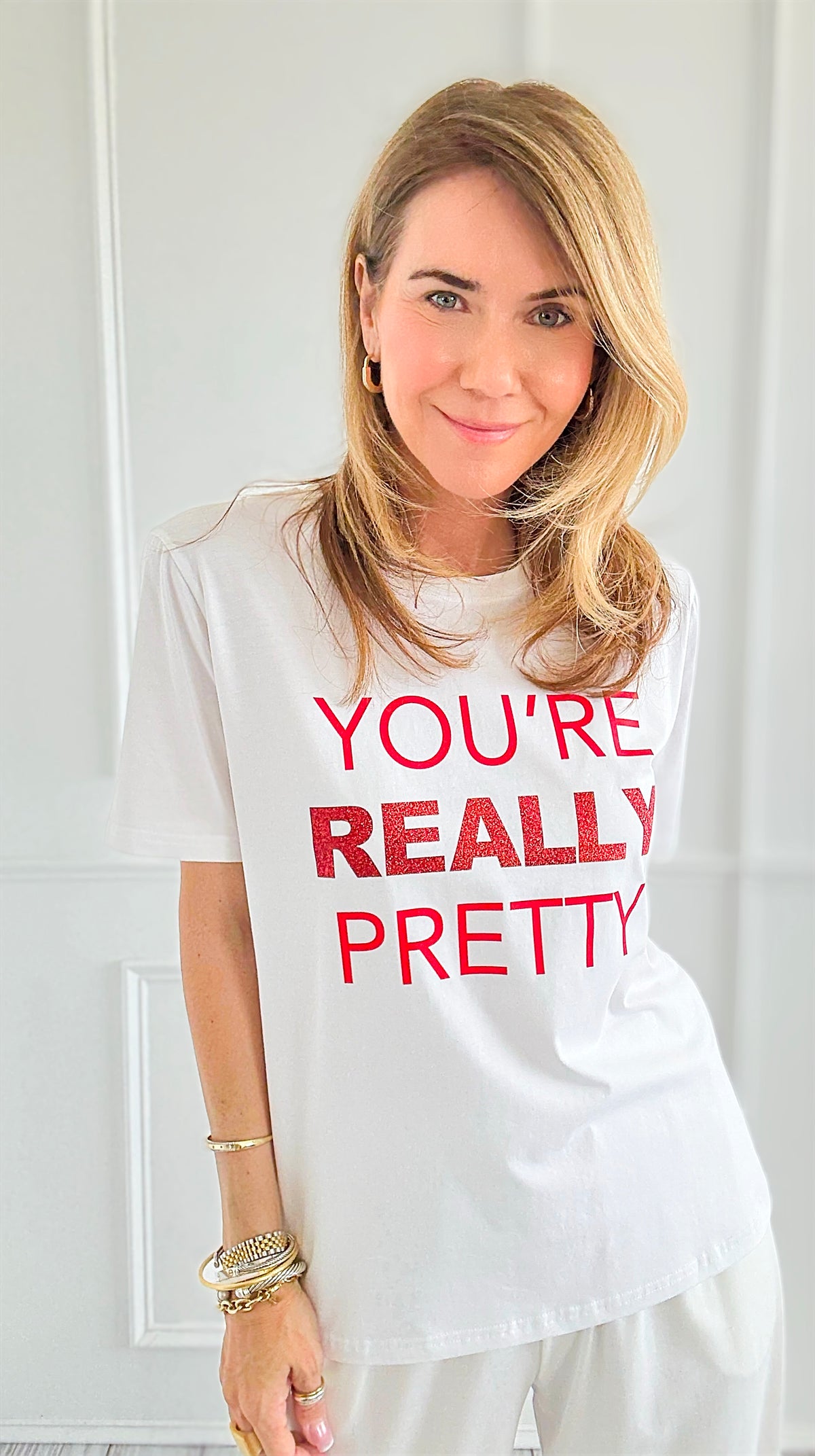 You're Really Pretty Italian Graphic Tee-110 short Sleeve Top-Italianissimo-Coastal Bloom Boutique, find the trendiest versions of the popular styles and looks Located in Indialantic, FL