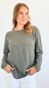 Timeless Comfort Italian Pullover- Army Green-130 Long Sleeve Tops-Italianissimo-Coastal Bloom Boutique, find the trendiest versions of the popular styles and looks Located in Indialantic, FL