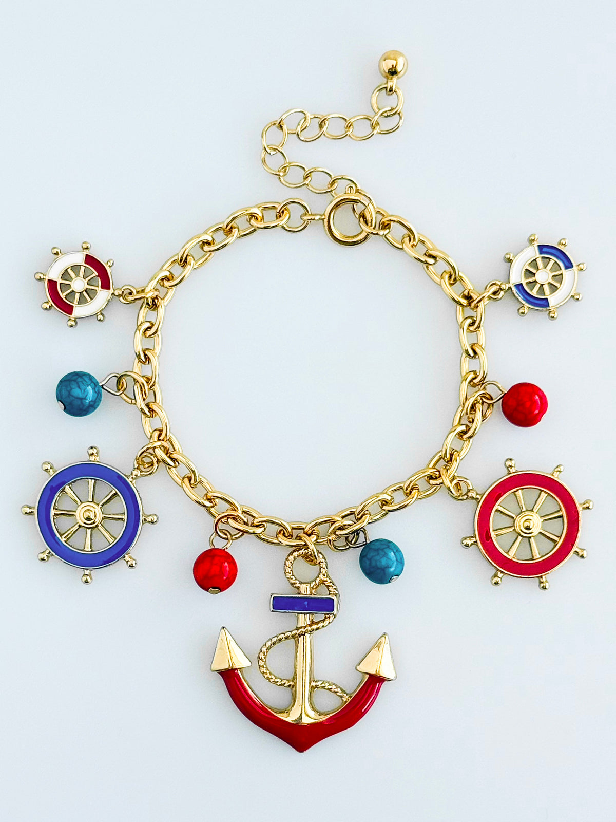 Anchors Aweigh Charm Bracelet-230 Jewelry-RM manufacturing-Coastal Bloom Boutique, find the trendiest versions of the popular styles and looks Located in Indialantic, FL
