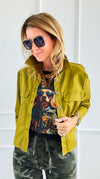 Everyday Cropped Italian Button- Down Top- Pistachio