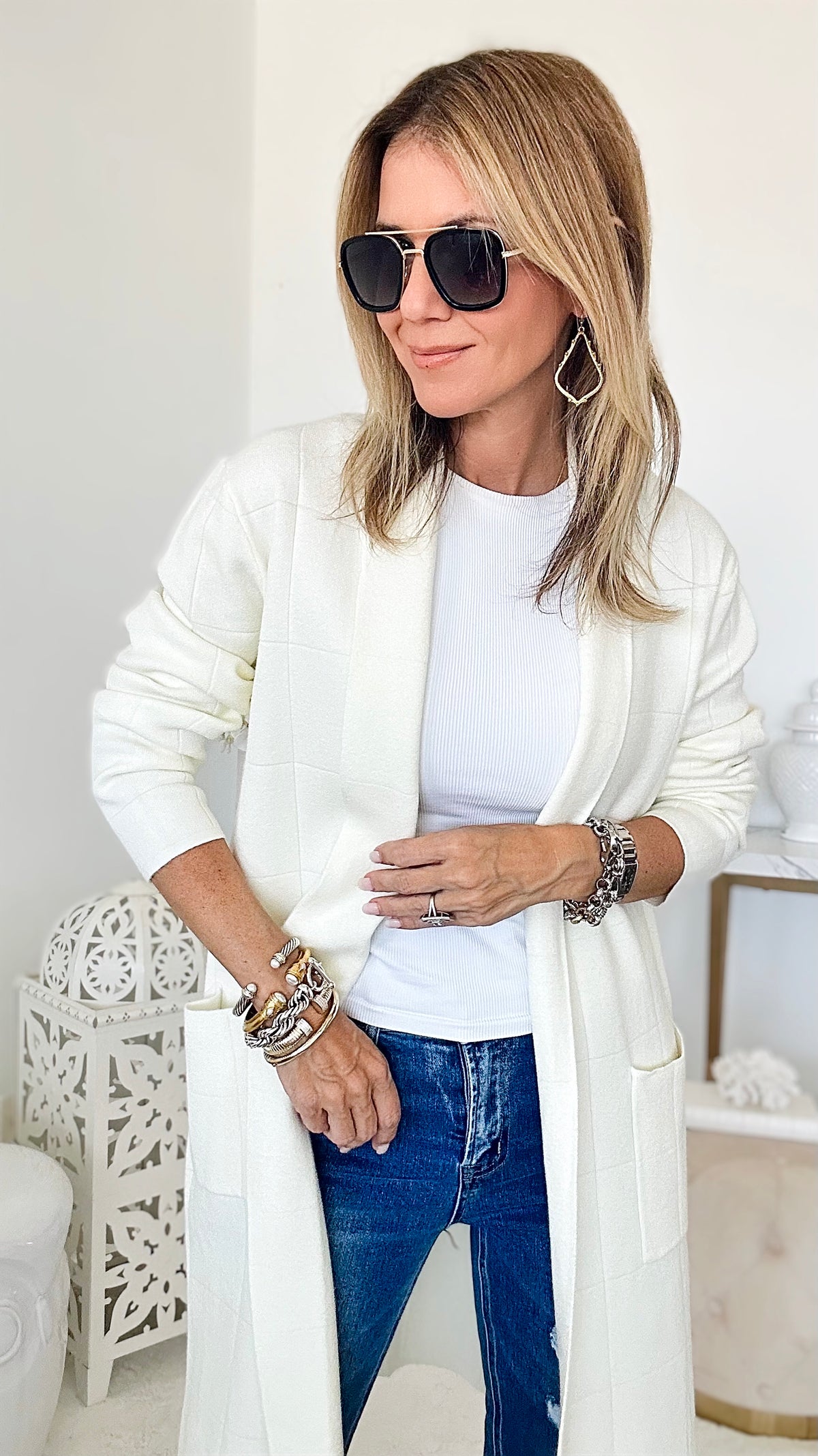 Block Party Italian Cardigan - Ivory-150 Cardigans/Layers-Yolly-Coastal Bloom Boutique, find the trendiest versions of the popular styles and looks Located in Indialantic, FL