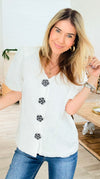 Camellia Crush Puff Blouse - JOH-110 Short Sleeve Tops-Joh Apparel-Coastal Bloom Boutique, find the trendiest versions of the popular styles and looks Located in Indialantic, FL