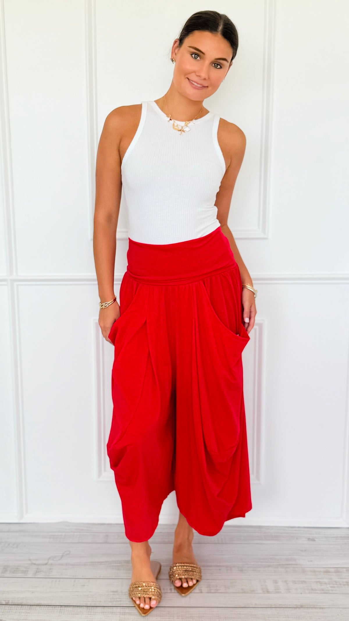 Lounge Nomad Italian Pant- Red-100 Pants-CLEAR S/ SENORITA C-Coastal Bloom Boutique, find the trendiest versions of the popular styles and looks Located in Indialantic, FL