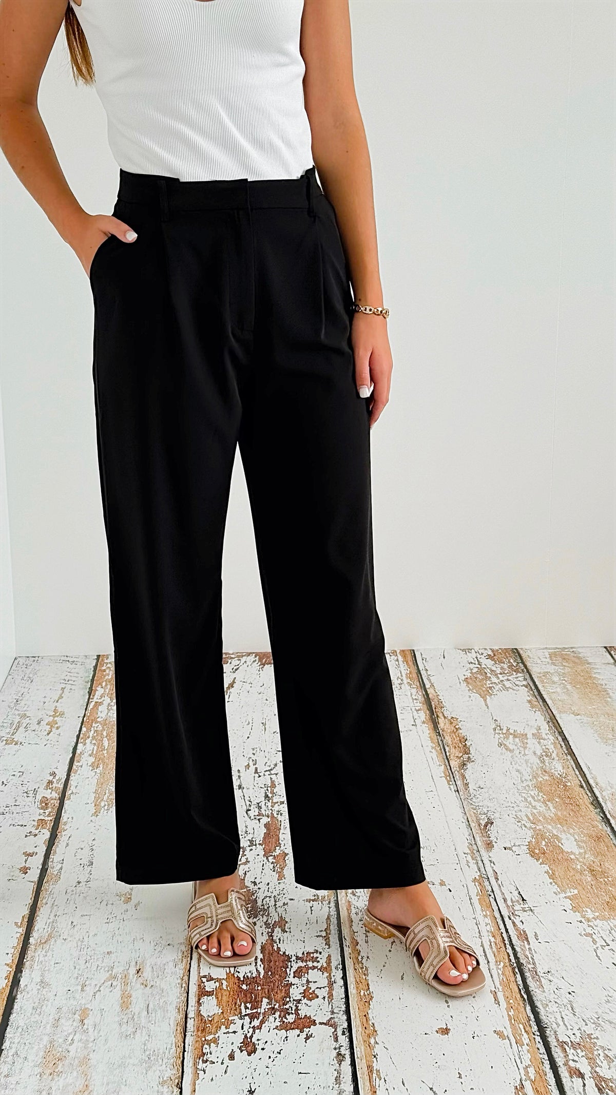 High Waisted Trousers-170 Bottoms-Edit By Nine-Coastal Bloom Boutique, find the trendiest versions of the popular styles and looks Located in Indialantic, FL