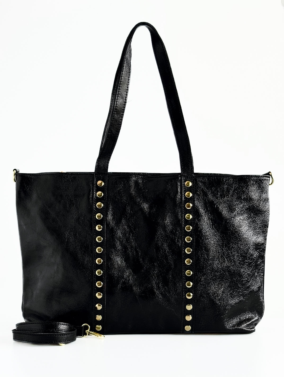 Italian Stud Tote Bag-Black-240 Bags-DEDA LEATHER-Coastal Bloom Boutique, find the trendiest versions of the popular styles and looks Located in Indialantic, FL