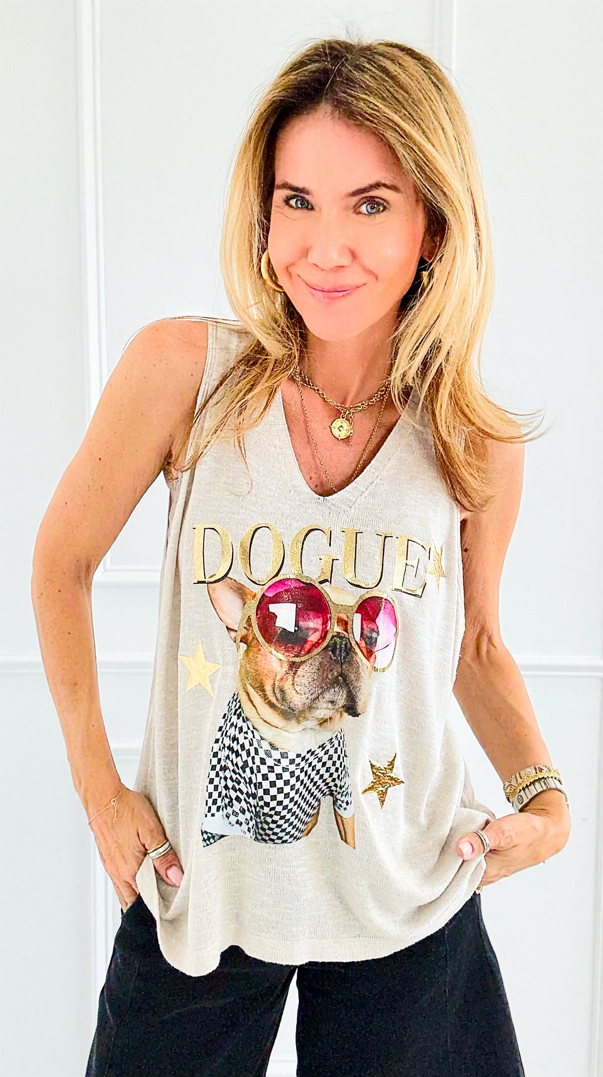 Dogue Star Italian Top-100 Sleeveless Tops-GI STUDIO-Coastal Bloom Boutique, find the trendiest versions of the popular styles and looks Located in Indialantic, FL