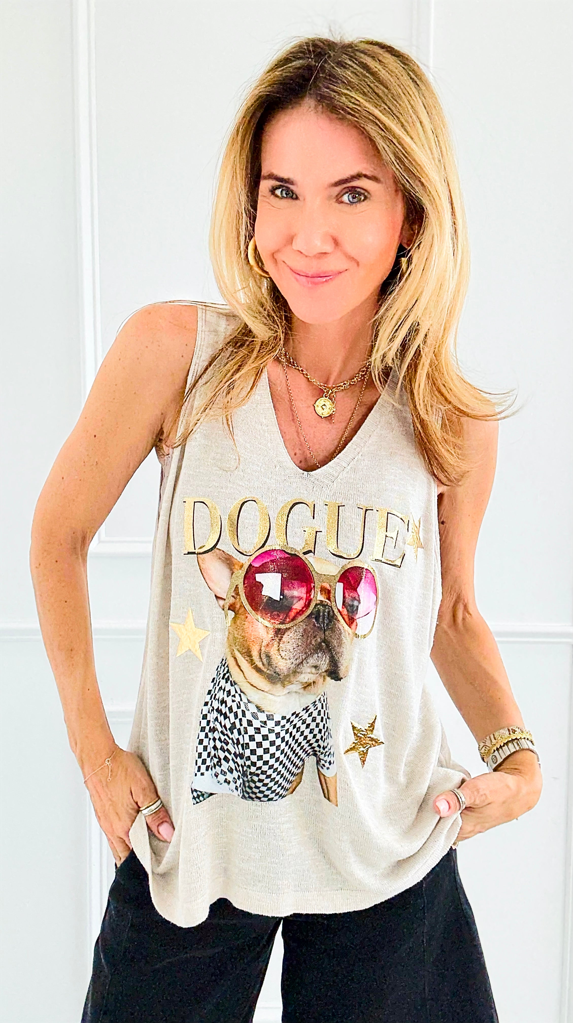 Dogue Star Italian Top-100 Sleeveless Tops-GI STUDIO-Coastal Bloom Boutique, find the trendiest versions of the popular styles and looks Located in Indialantic, FL