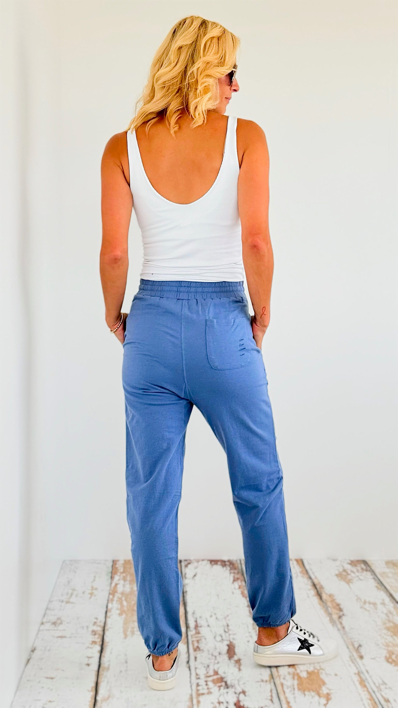 Distressed French Terry Joggers Pants-180 Joggers-oddi-Coastal Bloom Boutique, find the trendiest versions of the popular styles and looks Located in Indialantic, FL