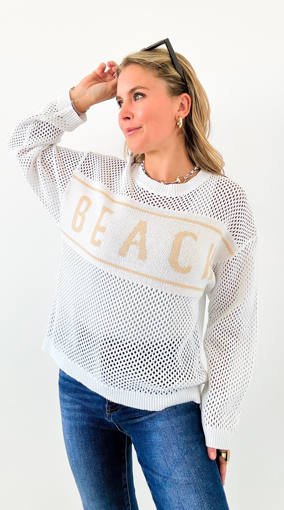 Sea Breeze Mesh Knit Sweater-140 Sweaters-ABLE-Coastal Bloom Boutique, find the trendiest versions of the popular styles and looks Located in Indialantic, FL