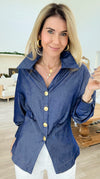 Golden Hour Shimmer Button Top-130 Long Sleeve Tops-LA ROS-Coastal Bloom Boutique, find the trendiest versions of the popular styles and looks Located in Indialantic, FL
