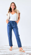 Spring Italian Jogger Pant- Denim Blue-180 Joggers-Italianissimo-Coastal Bloom Boutique, find the trendiest versions of the popular styles and looks Located in Indialantic, FL