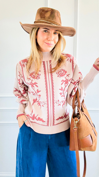 Roses in Bloom Sweater-140 Sweaters-Fate By LFD-Coastal Bloom Boutique, find the trendiest versions of the popular styles and looks Located in Indialantic, FL