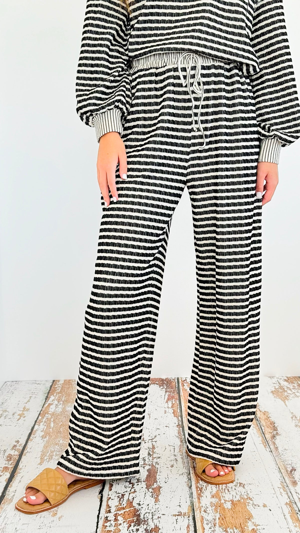 Knitted Striped Pants - Black-170 Bottoms-Fantastic Fawn-Coastal Bloom Boutique, find the trendiest versions of the popular styles and looks Located in Indialantic, FL