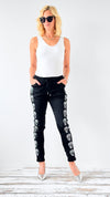 Skull Wish List Italian Joggers- Black-pants-Italianissimo-Coastal Bloom Boutique, find the trendiest versions of the popular styles and looks Located in Indialantic, FL