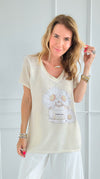 Perfume FlowerShimmer V-Neck Italian Top-110 short Sleeve Top-Italianissimo-Coastal Bloom Boutique, find the trendiest versions of the popular styles and looks Located in Indialantic, FL